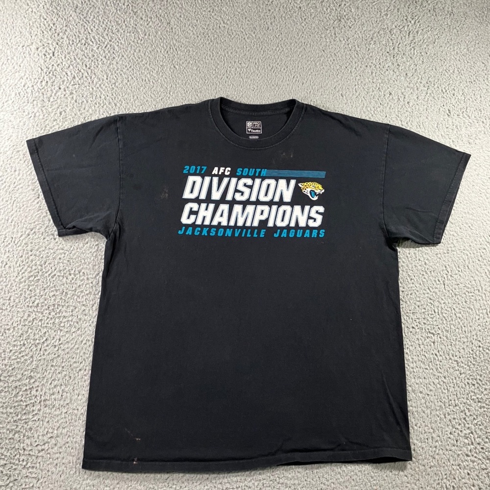 Fanatics Jacksonville Jaguars T Shirt XL Black Bleached Graphic AFC Champions